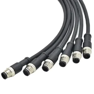 Kabel PUR Industri IP67 Male M12 8 Pin Konektor Kawat