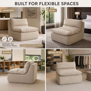 Chaise longue modulaire de loisirs sans cadre, en tissu velours côtelé, <span class=keywords><strong>mousse</strong></span> <span class=keywords><strong>polyéther</strong></span> haute densité, emballage sous vide, vente en gros OEM - Product Image 6