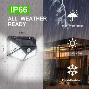 Waterproof IP67 Outdoor Garden Stair Solar Powered Rechargeable 4-Sided Wall Lamp 100LED <b>Motion</b> <b>Sensor</b> Warm White (3500K) 270 - Product Image 2