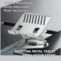 Support de bureau réglable en alliage d'aluminium rotatif à 360 degrés pour tablette et ordinateur portable (support de rehaussement)
