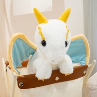 Peluche Dragon Volant Kawaii, Doux et Moelleux, Blanc et Noir, avec Ailes, Coussin Décoratif, Cadeau pour Enfants