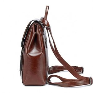 Waterproof External Frame National Style Top Grain Soft <b>Leather</b> Women <b>Small</b> Genuine <b>Leather</b> <b>Backpack</b> - Product Image 3