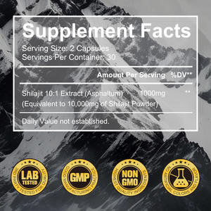 Cápsulas de Shilajit Extra Forte Hatmanlabs Suplemento Energético Atacado <span class=keywords><strong>10</strong></span>:<span class=keywords><strong>1</strong></span> Extrato de Resina de Shilajit Puro do Himalaia - Product Image 3