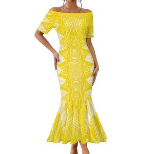 Abito Puletasi con Design Tribale Polinesiano Samoano, Trendy, Casual, Sexy, Aderente, con Spalle Scoperte e Gonna a Sirena, MOQ 1 Pezzo - Product Image 5