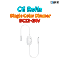 ESann DC12V Interrupteur à bouton LED blanc, variateur manuel, bande lumineuse monocolore, contrôleur rotatif COB SMD, ROHS, charge maximale 72W