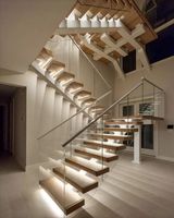 PRIMA Escalier en verre flottant en forme de U Escaliers en U avec escaliers en bois en verre trempé Bonne vente Escalier droit
