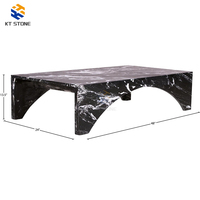 Table basse en marbre de luxe italien 2026, plateau en pierre naturelle Calacatta avec base en métal doré pour salon et hôtel – Nouveauté promotionnelle