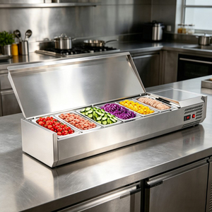 Mesa Refrigerada de Preparación de Ensaladas de Acero Inoxidable de Grado Comercial para Uso en Restaurantes, Enfriador de Ingredientes para Múltiples Usos - Product Image 3