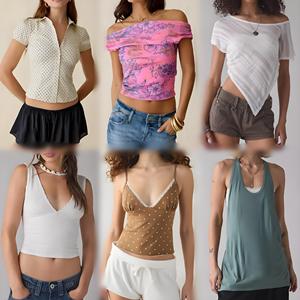 Vente en gros de tops d'été pour femmes, t-shirts imprimés tendance, vêtements en stock, vente directe d'usine - Product Image 1