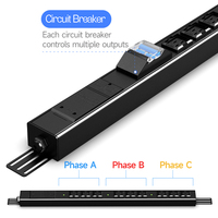 DTV Three-Phase PDU 9-Bit IEC C13 Power Strip kemampuan pusat Data Layer 415V 380V 32A 24KW 9 Bits IEC C13 Power Strip PDU