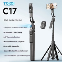 Perche à selfie télescopique pliable en alliage Cloud-mount C17 avec trépied, base rotative à 360 degrés, prise de vue en time-lapse, suivi gestuel et lumière d'appoint