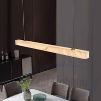 Lustres rectangulaires en albâtre espagnol personnalisés pour la décoration de longues tables à manger, marbre naturel, cuivre