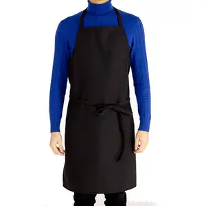 Apron מדים שחור לוגו מותאם אישית בישול barista apron עבור גברים בית קפה מטבח עם רצועות ארוכות