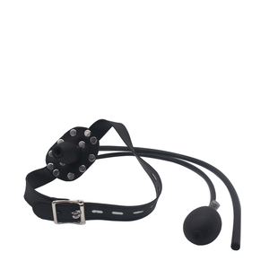 Wholesale <strong>Inflatable</strong> Soft Silicone Mouth <strong>Gag</strong> with Enema Tube Breathable Adjustable Strap BDSM Intimate Play Adult Sex Toy - Product Image 4