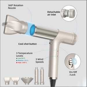 Hair Dryer High Speed Ionic Negative Ion Constant Temperature Hair Care With Concentrator And Diffuser Nozzle Champagne Color - Product Image 2