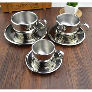 Tazza calda invernale per caffè e latte a doppia parete in acciaio inossidabile per tè e piattini - Product Image 1