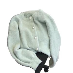 Flauschige Kurze Mohair-Strickjacken für Mädchen, Locker Geschnittene Offene Kurze Oberteile, Strickpullover mit Knöpfen für Damen - Product Image 3