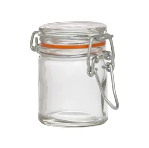 Contenedor de jarra de vidrio, tapa de Clip hermético redondo cuadrado, frascos de preservación de almacenamiento de vidrio, venta al por mayor