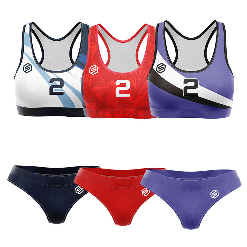 Custom Design Women Sexy Bikini Volleyball Bra Set Girls Beach Volleyball Uniforms