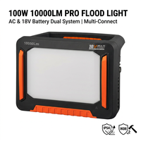 Projecteur LED rechargeable 18V à haut lumen, AC230V, lumière de travail réglable blanc doux pour utilisation en extérieur