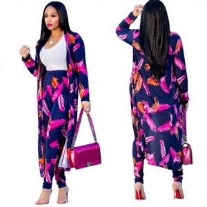 Ensemble de mode féminin sexy, cardigan imprimé à manches longues, tenue de soirée en deux pièces - Product Image 1