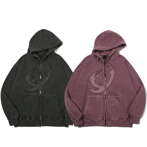 Sudadera con Capucha KingSen Personalizada con Logotipo Bordado, Unisex, con Cierre de Cremallera Bidireccional, Estampado Invernal, Estilo Urbano, Patchwork, 100% Algodón Ecológico - Product Image 5