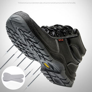 أحذية عمل رجالية للبناء مع جلد البقر مقاومة للانزلاق من الفولاذ المقاوم للجلد الصناعي-للاستخدام من المصنع للشتاء والخريف - Product Image 4