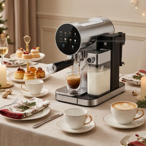 Machine à café expresso multifonction chaude et froide avec réservoir d'eau de 0,9 L, réservoir de lait de 0,45 L, porte-filtre de 51 mm, auto-nettoyante et fonction lait frais - Product Image 4