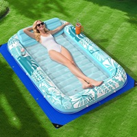 Lit flottant gonflable noir personnalisé pour l'été, chaise longue de piscine extérieure pour bronzer, radeau gonflable pliable