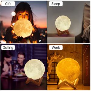 Lampe LED imprimée en 3D représentant la lune, humidificateur photographique, boule lumineuse, tactile, luminaire décoratif d'intérieur, idéal pour une chambre à coucher - Product Image 3