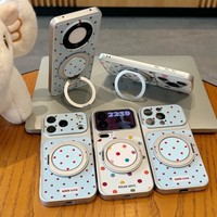 Coque de téléphone portable magnétique rotative en TPU électroplaqué Corning élégante et colorée à pois pour 17 Pro Max