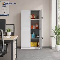 Armoire de rangement de bureau en acier à quatre portes, classeur métallique verrouillable, organisateur de documents avec étagère réglable pour le lieu de travail