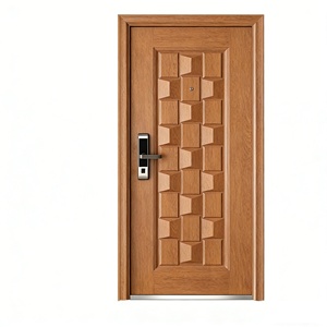 Porte latérale en acier et bois de qualité supérieure, porte d'entrée de sécurité moderne de luxe à grain de bois, antivol pour villa et extérieur résidentiel - Product Image 1