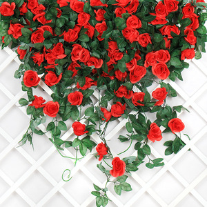 Guirlandes de roses artificielles 1,8m-2m, fleurs en soie plastique, décoration murale et de plafond, décoration intérieure pour mariage - Product Image 5