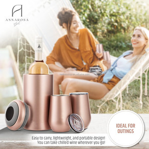 Индивидуальный логотип премиум класса охладитель вина с двойными стенками из нержавеющей стали изолированный охладитель подарочный набор для любителей вина - Product Image 3