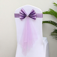 Ruban élastique en satin avec nœud pour chaise, décoration de dossier de chaise pour mariage, banquet, hôtel, fête