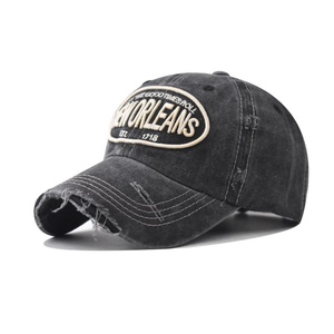Casquettes de baseball en coton personnalisées avec logo, style outdoor, effet vieilli, broderie grande lettre anglaise, unisexe, pour cyclisme et pêche - Product Image 5