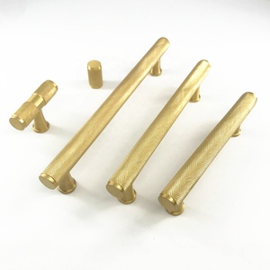 Brass <strong>Gold</strong> Knurled Handle Solid Cupboard <strong>Door</strong> Cabinet Pull Handle and <strong>Knobs</strong> - Product Image 3