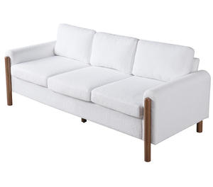 3-Seater Modern Corner <b>Sofa</b> Square Armrest Solid Wood Legs Memory <b>Foam</b> Teddy Velvet Fabric High Weight Capacity - Product Image 6