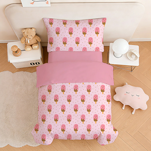 Juego de Ropa de <span class=keywords><strong>Cama</strong></span> <span class=keywords><strong>Infantil</strong></span> de 4 Piezas con Estampado de Helados, 100% Algodón, de Lujo, para Hotel, con Funda de Edredón y Sábanas Suaves Personalizadas - Product Image 1