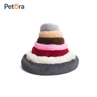 Coussin rond confortable personnalisé Petora, amovible, lavable, lit de luxe pour chien et chat
