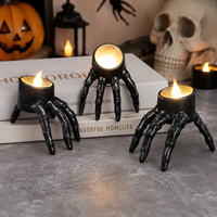 Bougies LED sans flamme 2 pièces, design main de squelette d'Halloween, effrayantes pour fête d'Halloween, décoration d'intérieur, centre de table