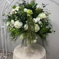 K83 Nouvelle Tendance Bouquet de Fleurs Artificielles Fait Main Blanc et Vert pour Mariage, Composition de Calla, Rose et Hortensia, Boule de Fleurs de 60cm