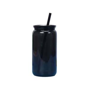 Latas de cerveza en blanco de 16oz, vasos de plástico con tapa de plástico brillante, lata de plástico con brillo blanco para café helado, refresco - Product Image 6