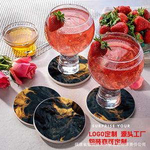 แผ่นรองแก้วเซรามิกทรงกลมสีขาวทำจากโดโลไมต์ ดูดซับน้ำได้ดี ใช้สำหรับวางในคอนโซลรถยนต์ สำหรับใส่กาแฟ พร้อมบริการออกแบบโลโก้ตามสั่ง - Product Image 3