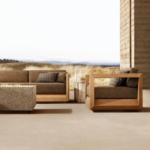 Conjunto de Sofás Modernos de Teca, Resistentes al Agua y con Protección Solar, Muebles de Exterior para Hotel, B&B, Villa, Balcón, Patio, <span class=keywords><strong>Terraza</strong></span> - Product Image 1