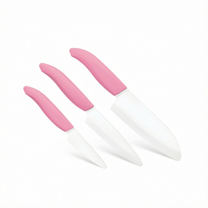 Ensemble de couteaux de cuisine en céramique rose, 3 pièces, lames droites et affûtées pour la cuisine quotidienne - Product Image 1