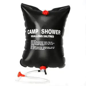 5 Gallons/20L Portable Outdoor Solar Camp Shower Bag with Removable Hose and On-Off Switchable Shower Head for Camping Beach