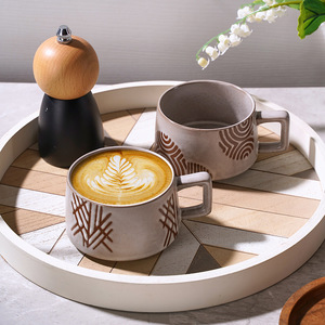 ชุดจานรองถ้วยทำจากหินสไตล์วินเทจสไตล์ญี่ปุ่นสำหรับใส่น้ำชายามบ่ายถ้วยลาเต้คลาสสิกสวยงาม - Product Image 2