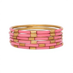 Handforge Global Impex - Brazaletes de Latón con Baño de Oro y Resina Hechos a Mano, Modernos, para Mujer, Joyería de Boda de Alta Calidad, Certificado IGI - Product Image 1